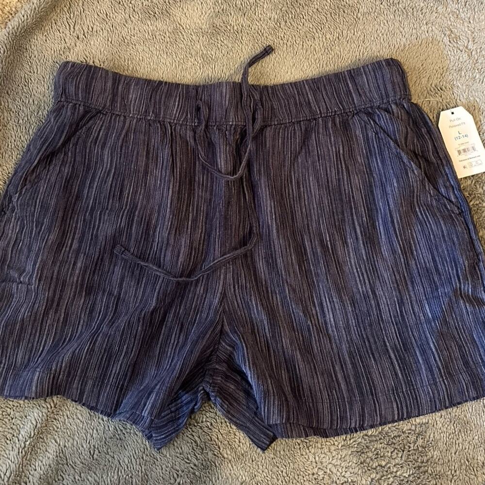 Time and Tru Women's Linen Blend Pull On Shorts, 3.5" Inseam - Size L